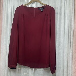 Forever 21 burgandy large polyester zippered back top item# 6H